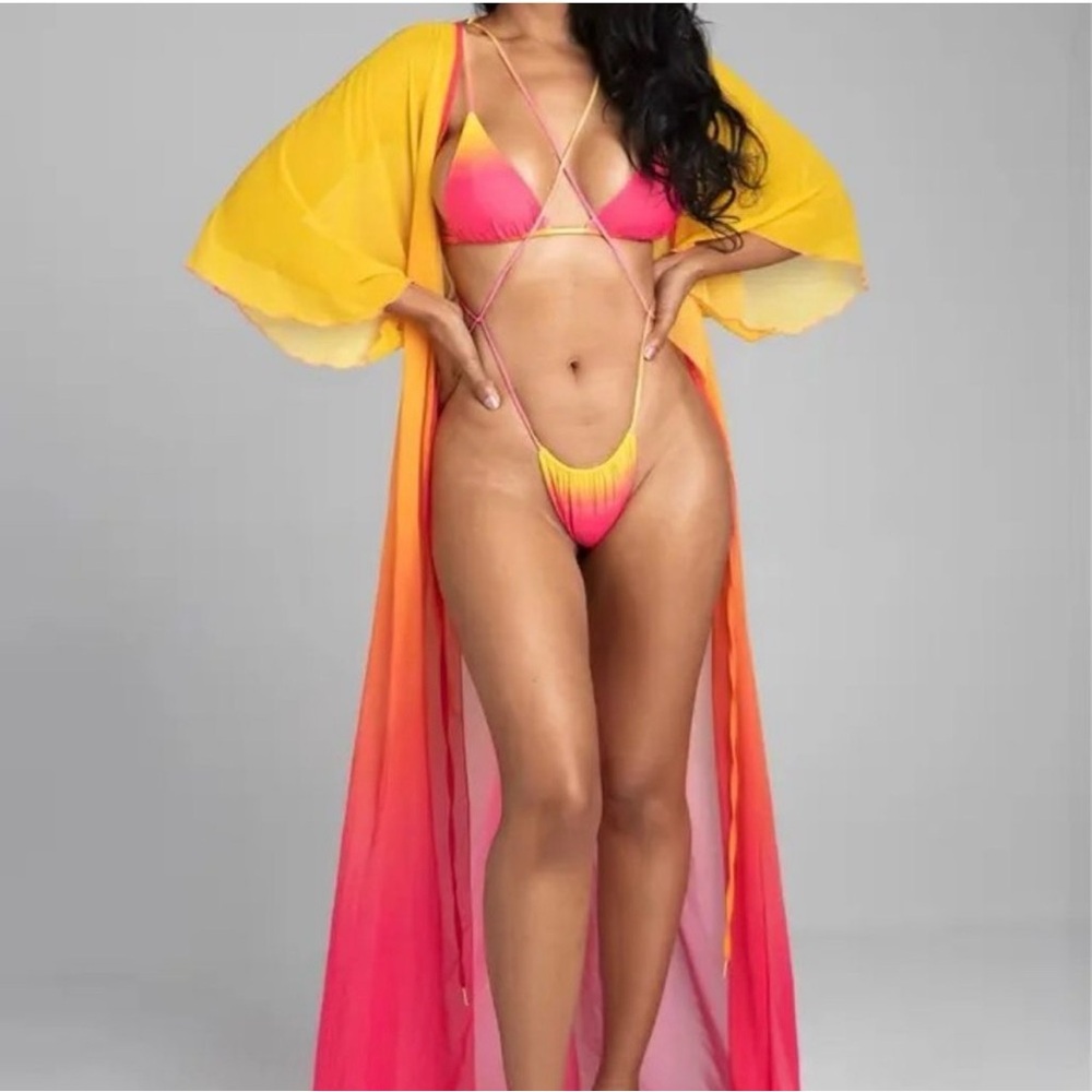Sunset Ombre Sheer Cover-Up Kimono